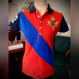 Ralph Lauren Red and Navy Polo with Embroidered Emblem